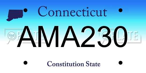 AMA230 Connecticut License Plate