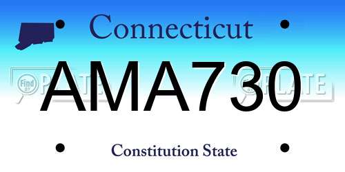AMA730 Connecticut License Plate