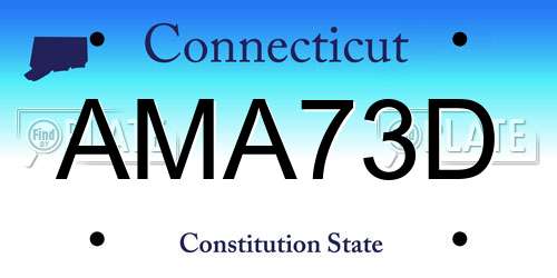 AMA73D Connecticut License Plate