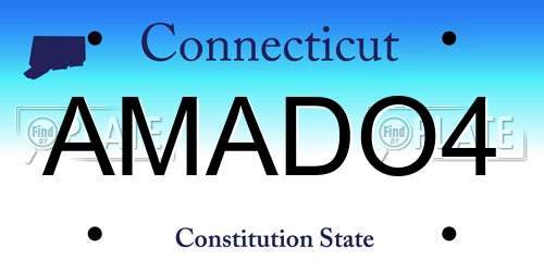 AMADO4 Connecticut License Plate