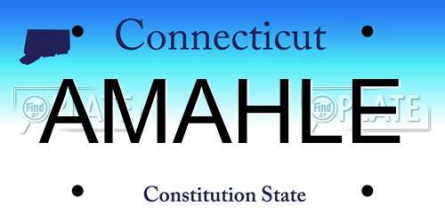 AMAHLE Connecticut License Plate
