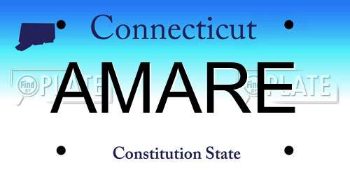AMARE Connecticut License Plate