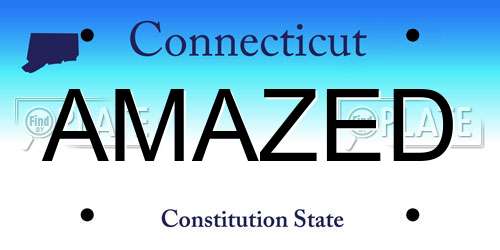AMAZED Connecticut License Plate
