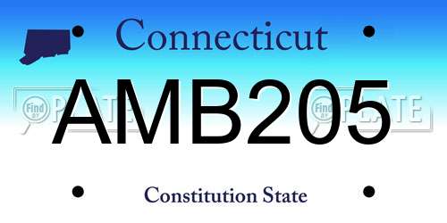 AMB205 Connecticut License Plate