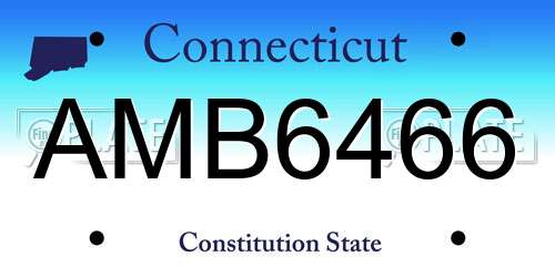 AMB6466 Connecticut License Plate