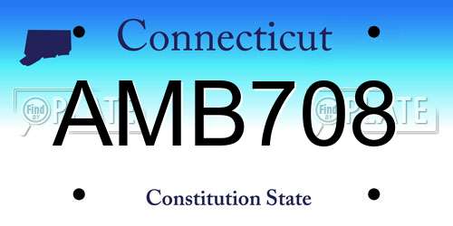 AMB708 Connecticut License Plate