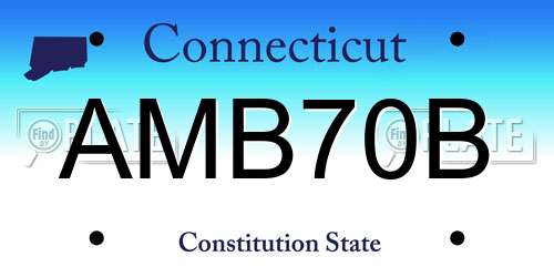 AMB70B Connecticut License Plate