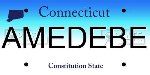 AMEDEBE Connecticut License Plate