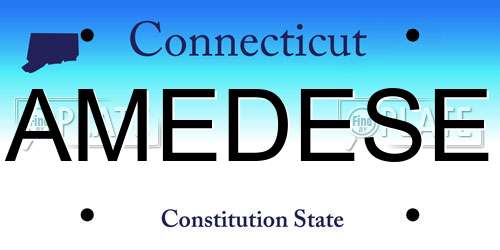 AMEDESE Connecticut License Plate