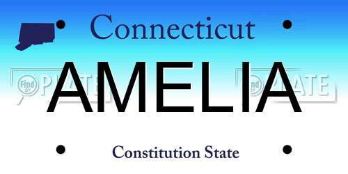 AMELIA Connecticut License Plate