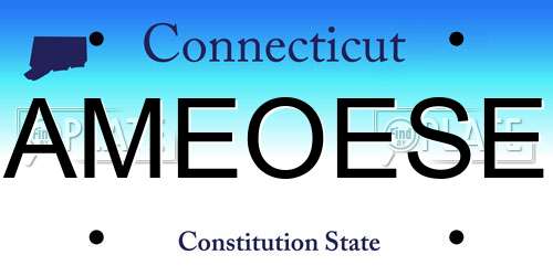 AMEOESE Connecticut License Plate