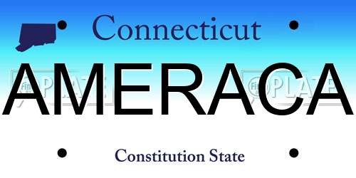 AMERACA Connecticut License Plate