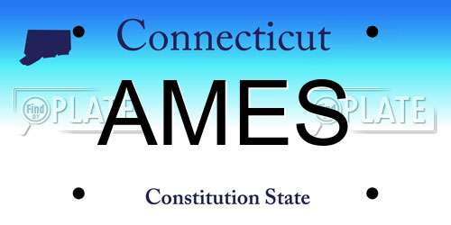 AMES Connecticut License Plate