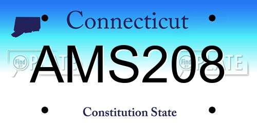 AMS208 Connecticut License Plate
