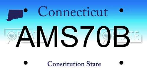 AMS70B Connecticut License Plate
