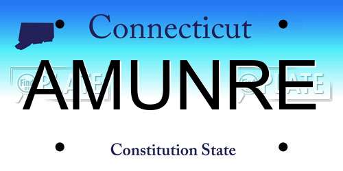 AMUNRE Connecticut License Plate