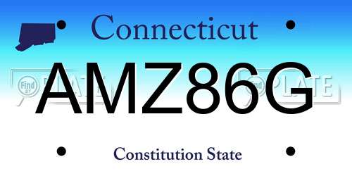 AMZ86G Connecticut License Plate
