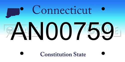 AN00759 Connecticut License Plate