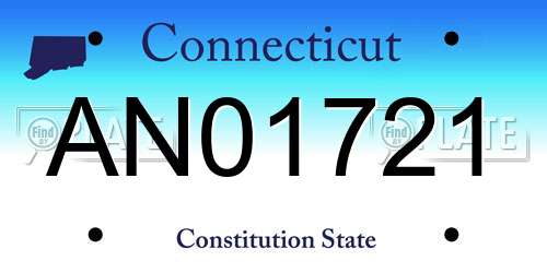 AN01721 Connecticut License Plate