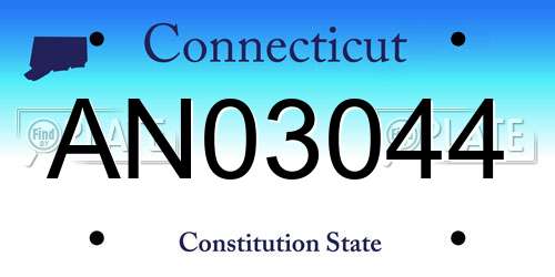 AN03044 Connecticut License Plate