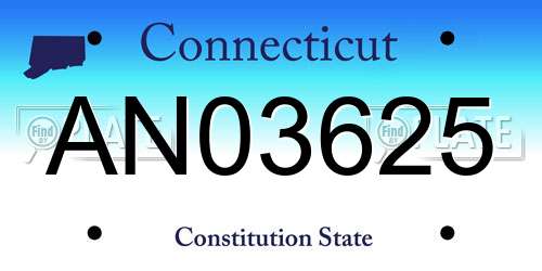 AN03625 Connecticut License Plate