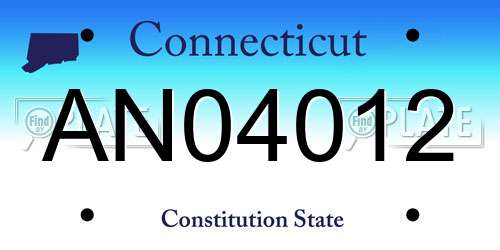 AN04012 Connecticut License Plate