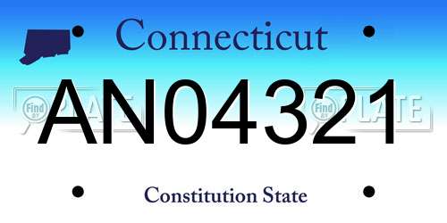 AN04321 Connecticut License Plate