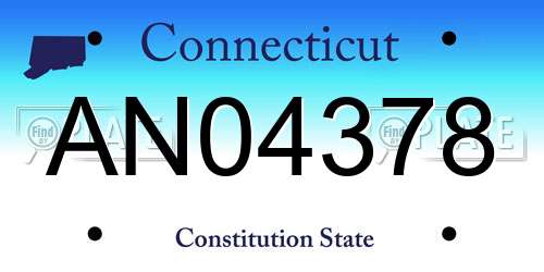 AN04378 Connecticut License Plate