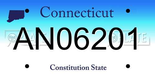 AN06201 Connecticut License Plate