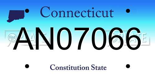 AN07066 Connecticut License Plate