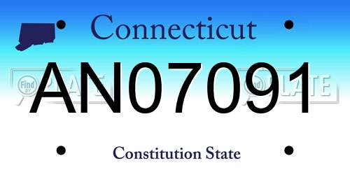 AN07091 Connecticut License Plate