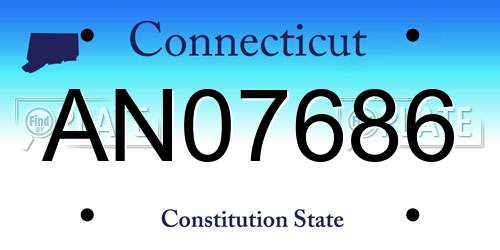 AN07686 Connecticut License Plate