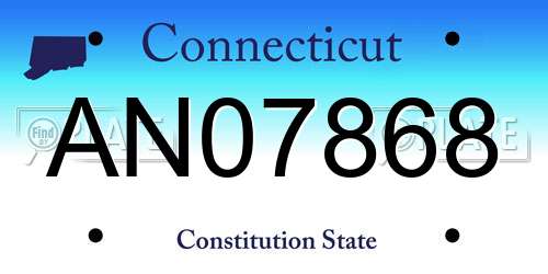 AN07868 Connecticut License Plate