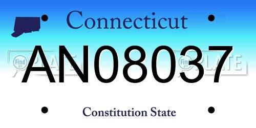 AN08037 Connecticut License Plate