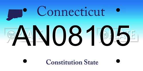 AN08105 Connecticut License Plate