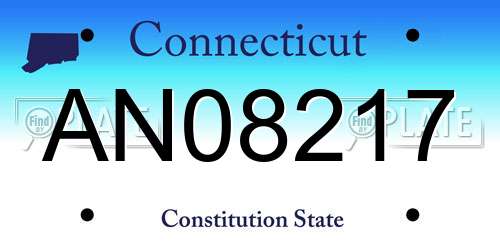 AN08217 Connecticut License Plate