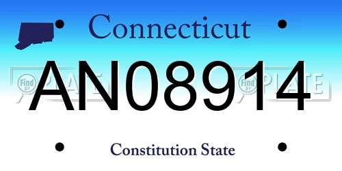 AN08914 Connecticut License Plate