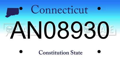 AN08930 Connecticut License Plate