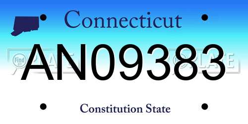 AN09383 Connecticut License Plate