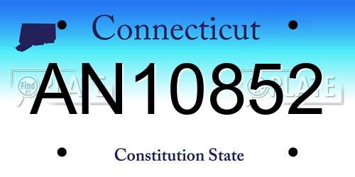 AN10852 Connecticut License Plate