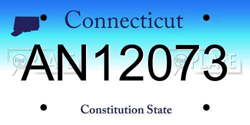 AN12073 Connecticut License Plate