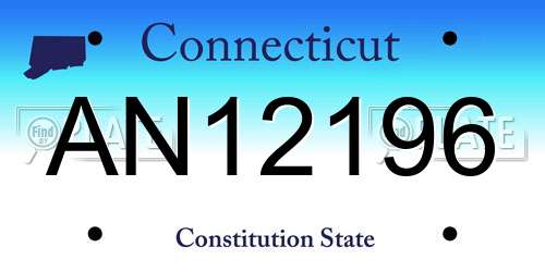 AN12196 Connecticut License Plate