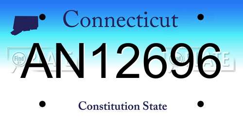 AN12696 Connecticut License Plate