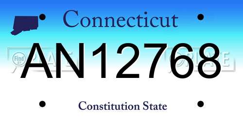 AN12768 Connecticut License Plate
