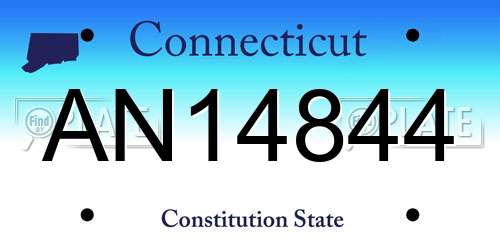 AN14844 Connecticut License Plate