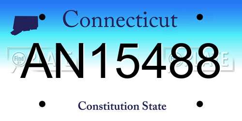 AN15488 Connecticut License Plate