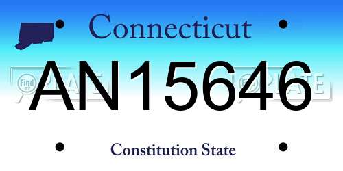 AN15646 Connecticut License Plate