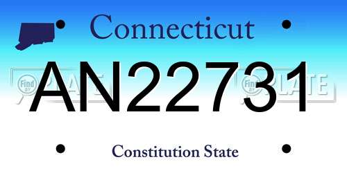AN22731 Connecticut License Plate