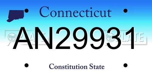 AN29931 Connecticut License Plate