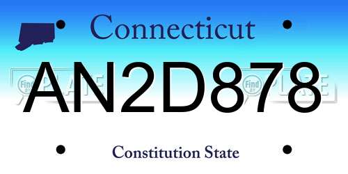 AN2D878 Connecticut License Plate